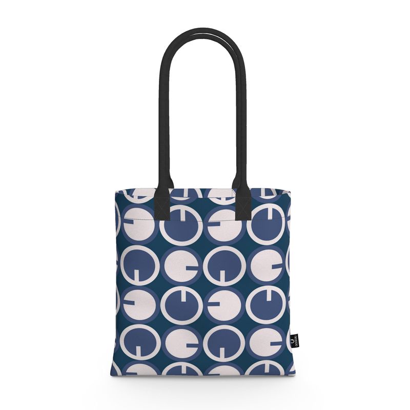 Borsa tote Ora Chathams Blue 45x45 cm con manico in corda nero – pattern ispirato al logo GOGORJ